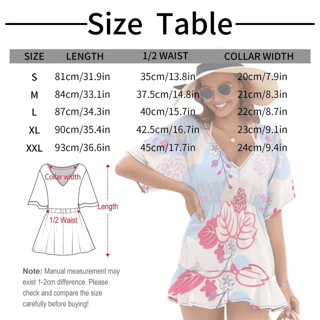 Custom Face Multicolor One Piece Cover Up Dress Personalized Women's Short Sleeve Beachwear Coverups