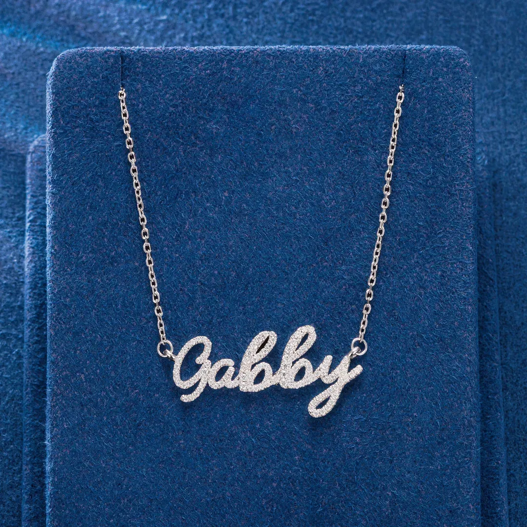 Custom Moissanite Script Font Name Necklace