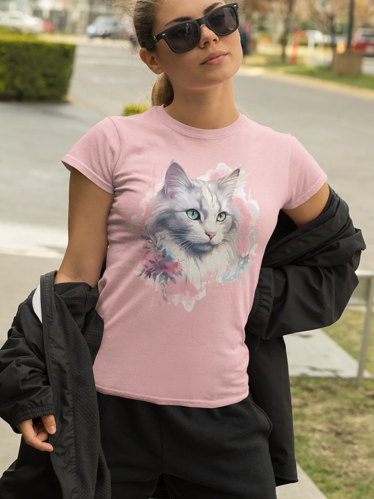 Damen T-Shirt mit Katzenmotiv "Heterochromia Cat"