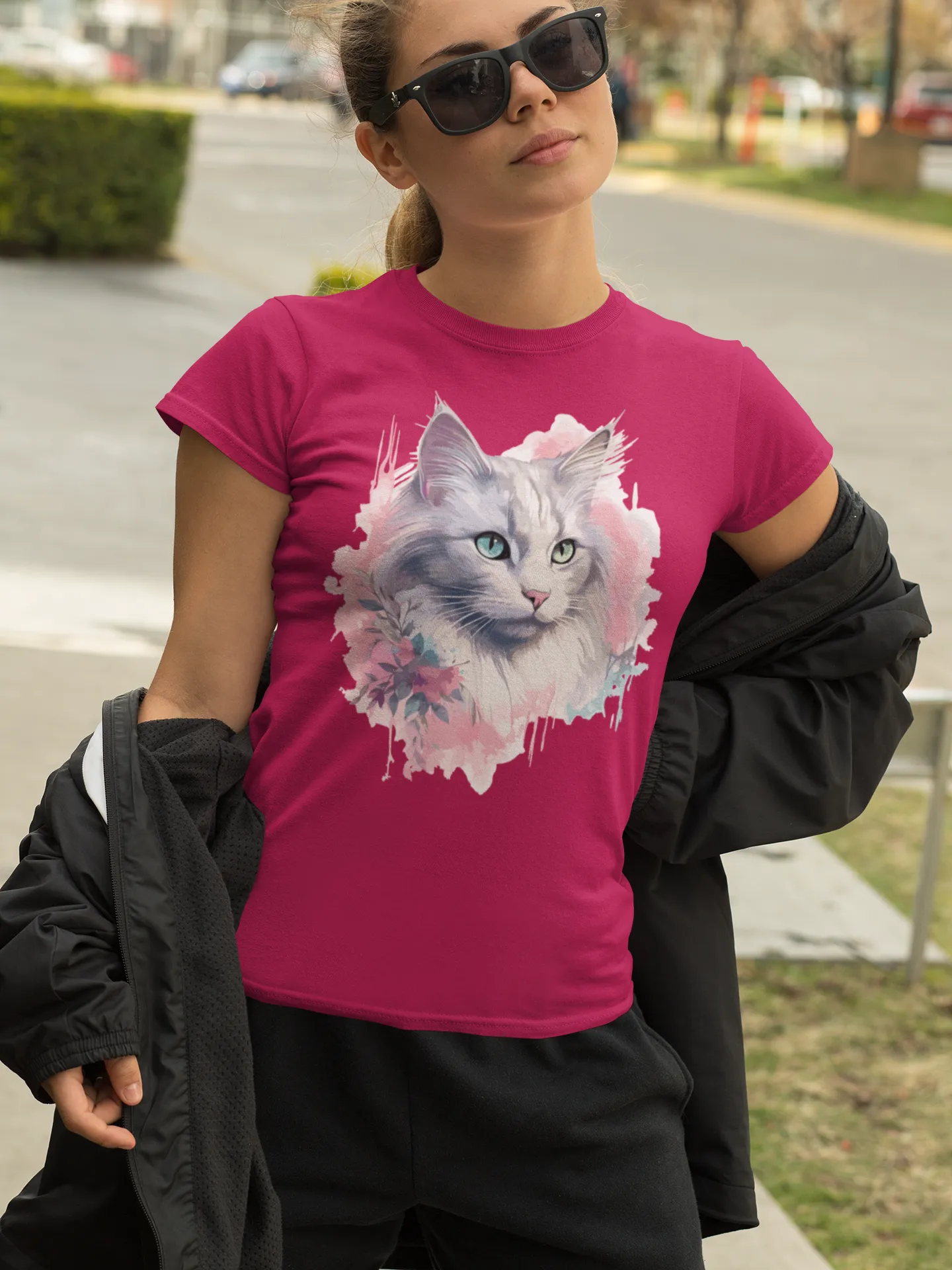 Damen T-Shirt mit Katzenmotiv "Heterochromia Cat"