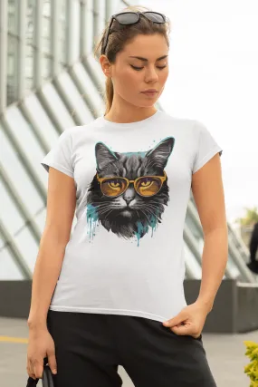 Damen T-Shirt mit Katzenmotiv "Splash Cat 2"