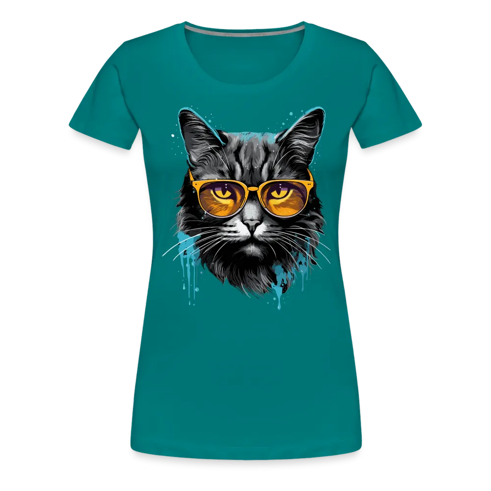 Damen T-Shirt mit Katzenmotiv "Splash Cat 2"