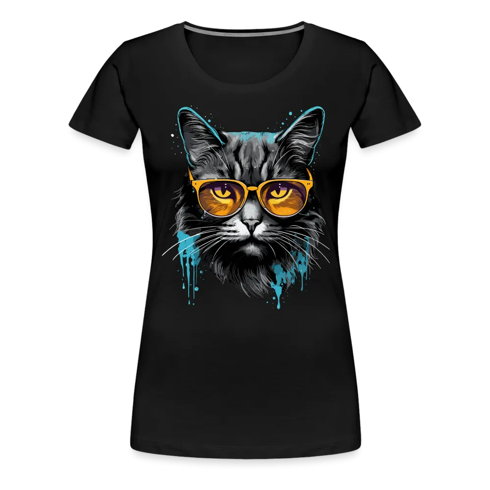 Damen T-Shirt mit Katzenmotiv "Splash Cat 2"