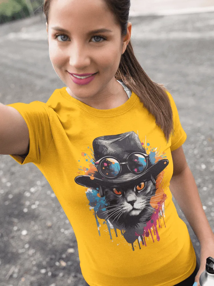 Damen T-Shirt mit Katzenmotiv "Splash Cat"