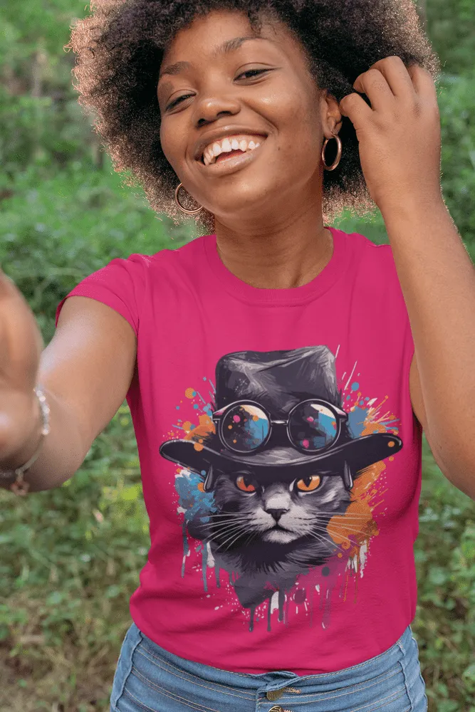 Damen T-Shirt mit Katzenmotiv "Splash Cat"