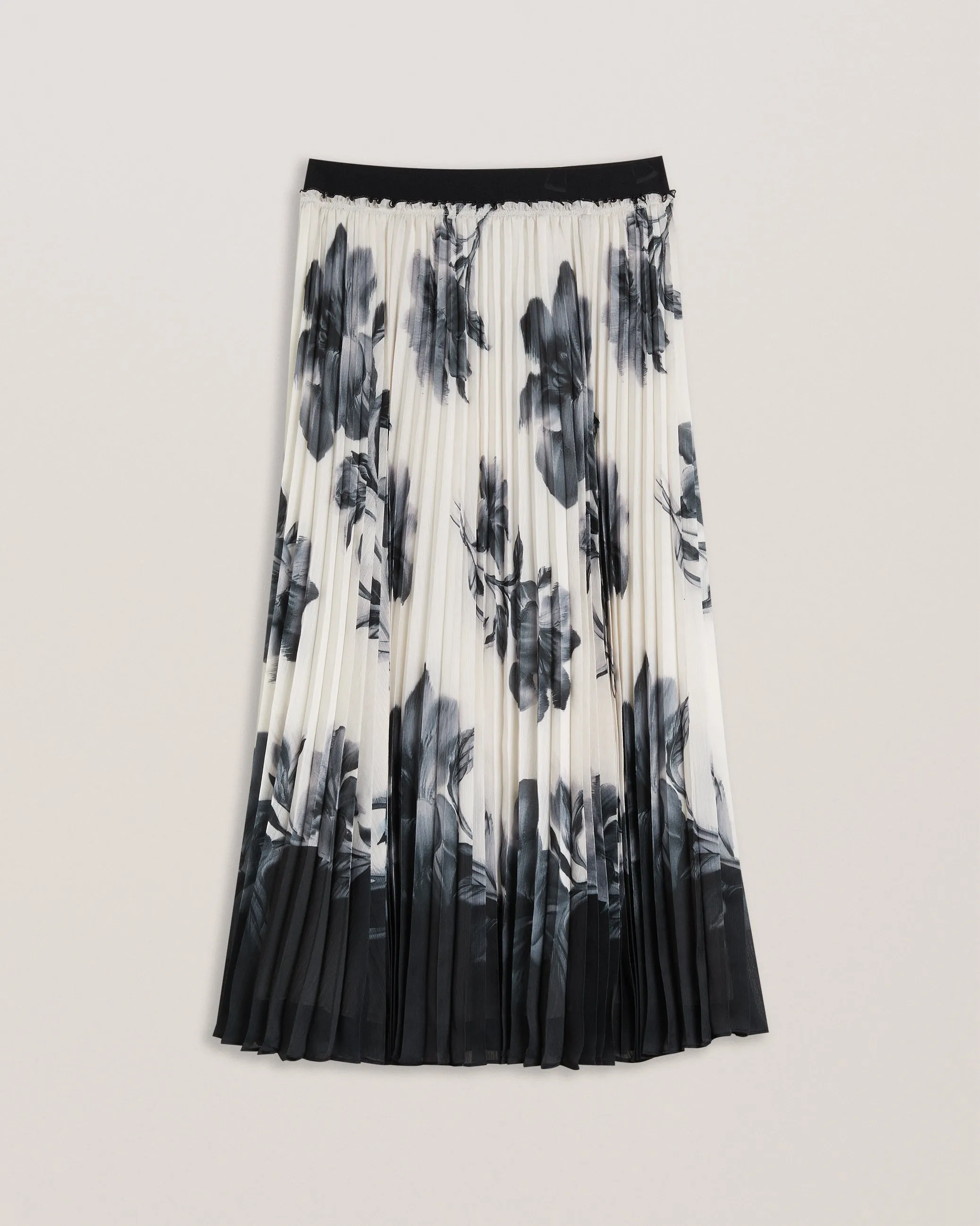 Emista Printed Pleated Midi Skirt Ivory