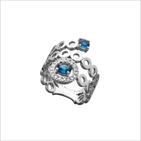 Eterno 18K Gold & London Blue Topaz Ring with Diamonds 447