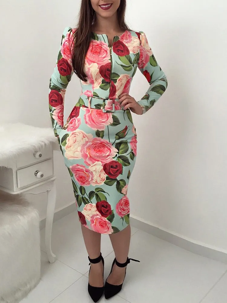 Floral Printed Half Sleeve Dress