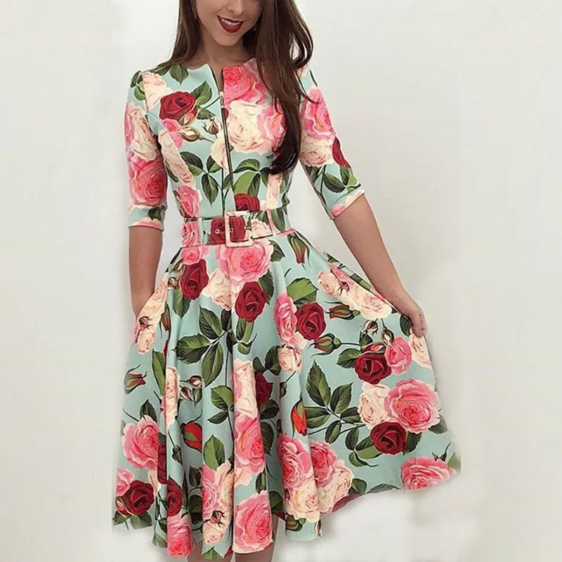 Floral Printed Half Sleeve Dress