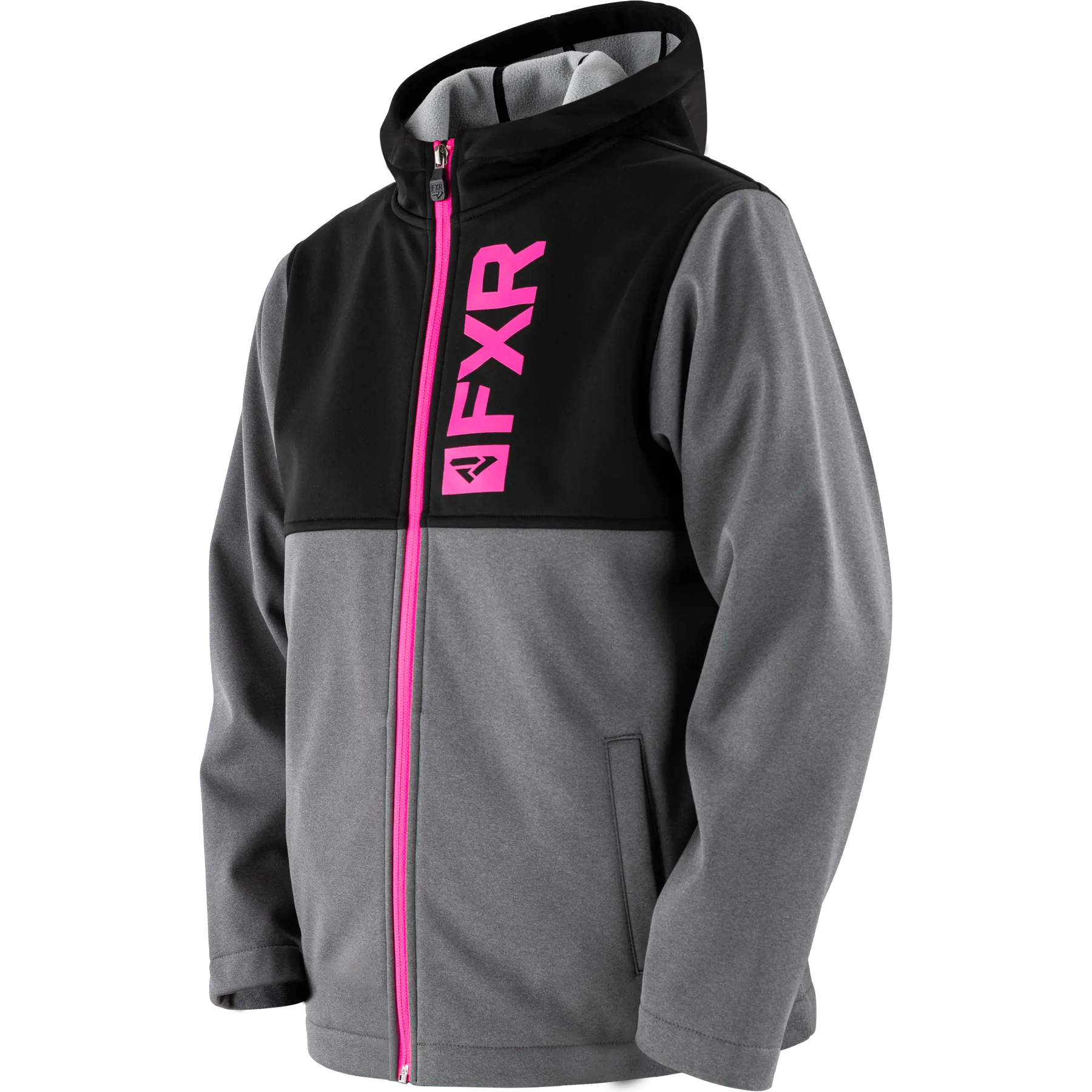 FXR Helium Youth Softshell Grey Heather/Electric Pink