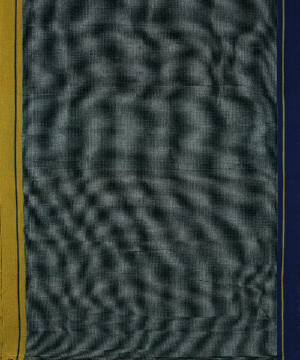 Green check blue yellow border patteda anchu cotton saree