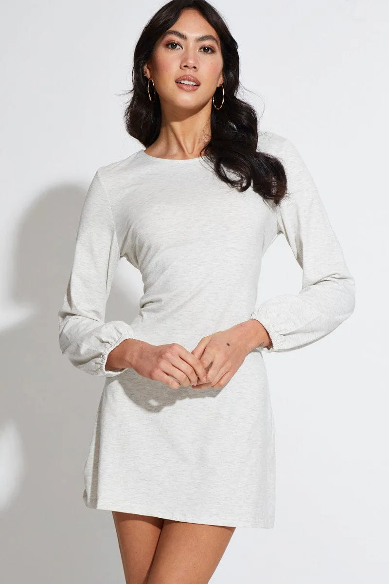 Grey Mini Dress Long Sleeve