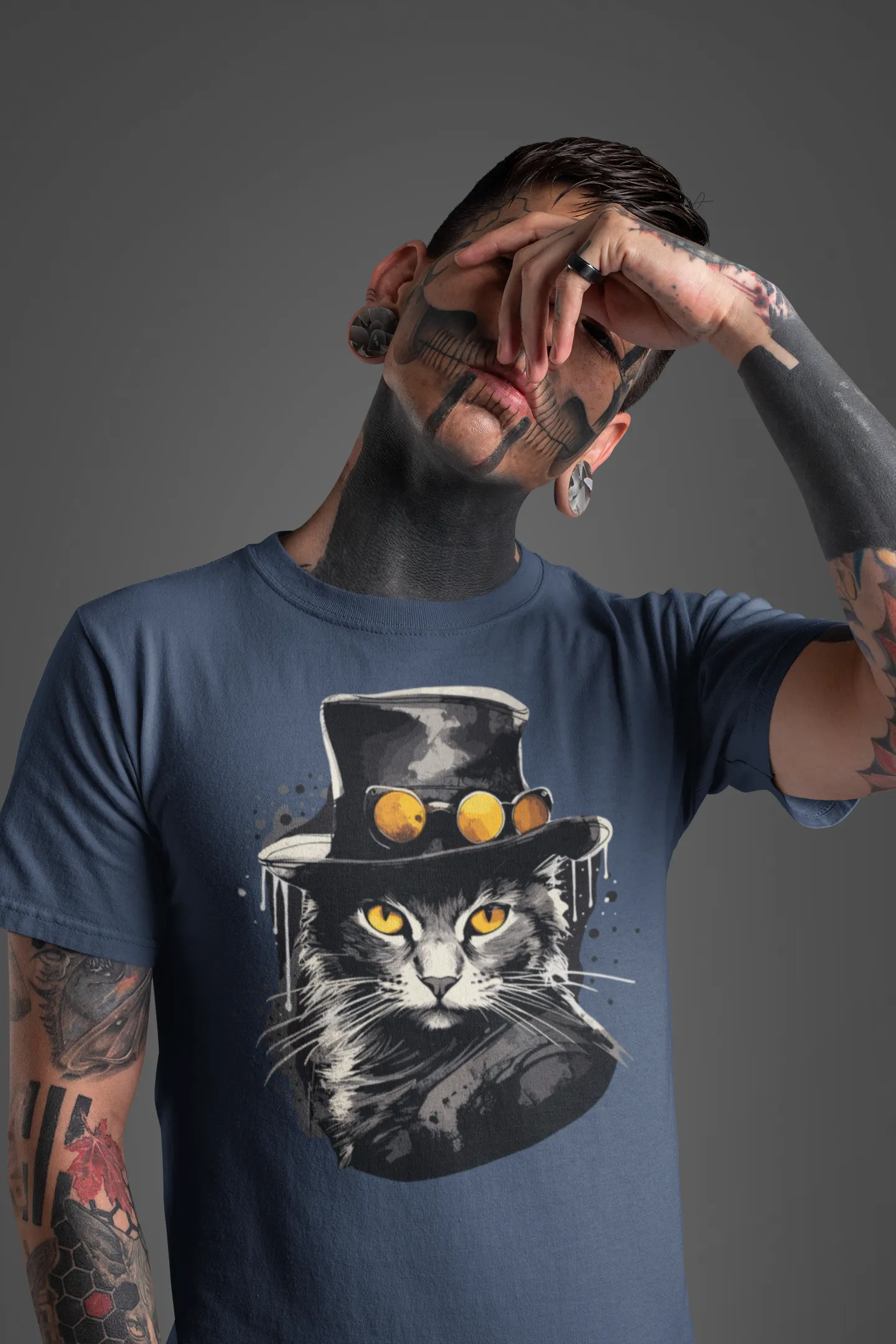 Herren T-Shirt mit Katzenmotiv "Bayou Cat"