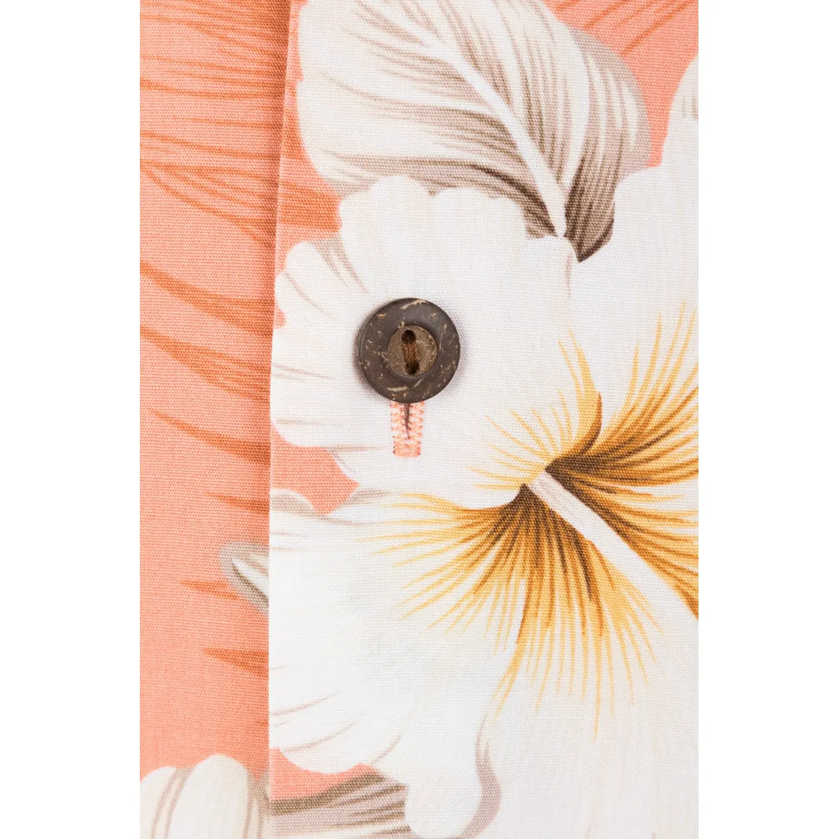 Hibiscus Cotton Aloha Shirt | Peach