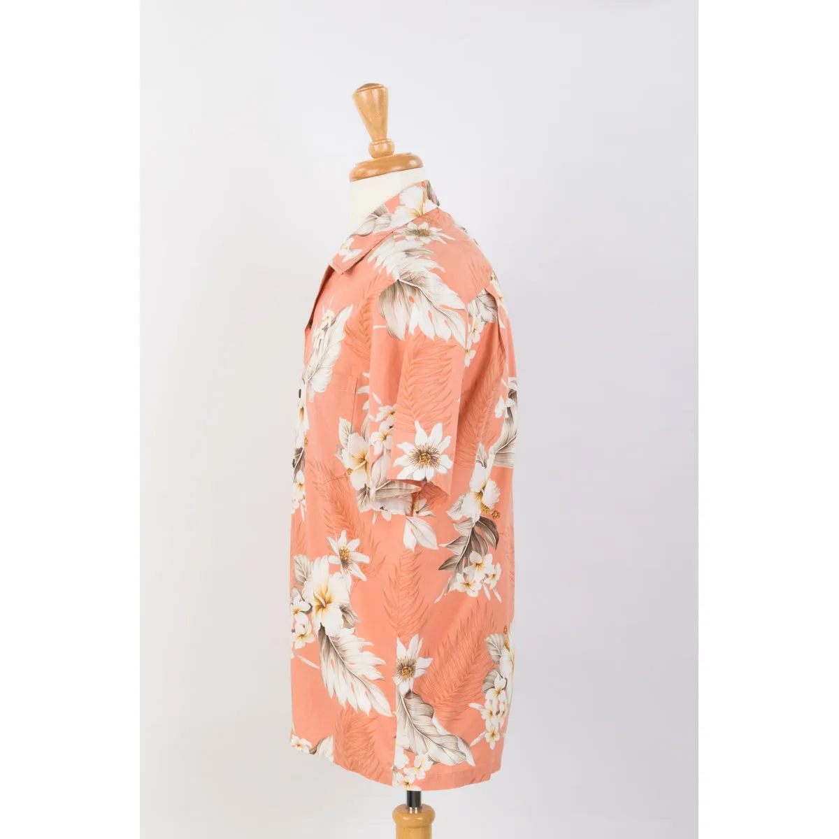 Hibiscus Cotton Aloha Shirt | Peach