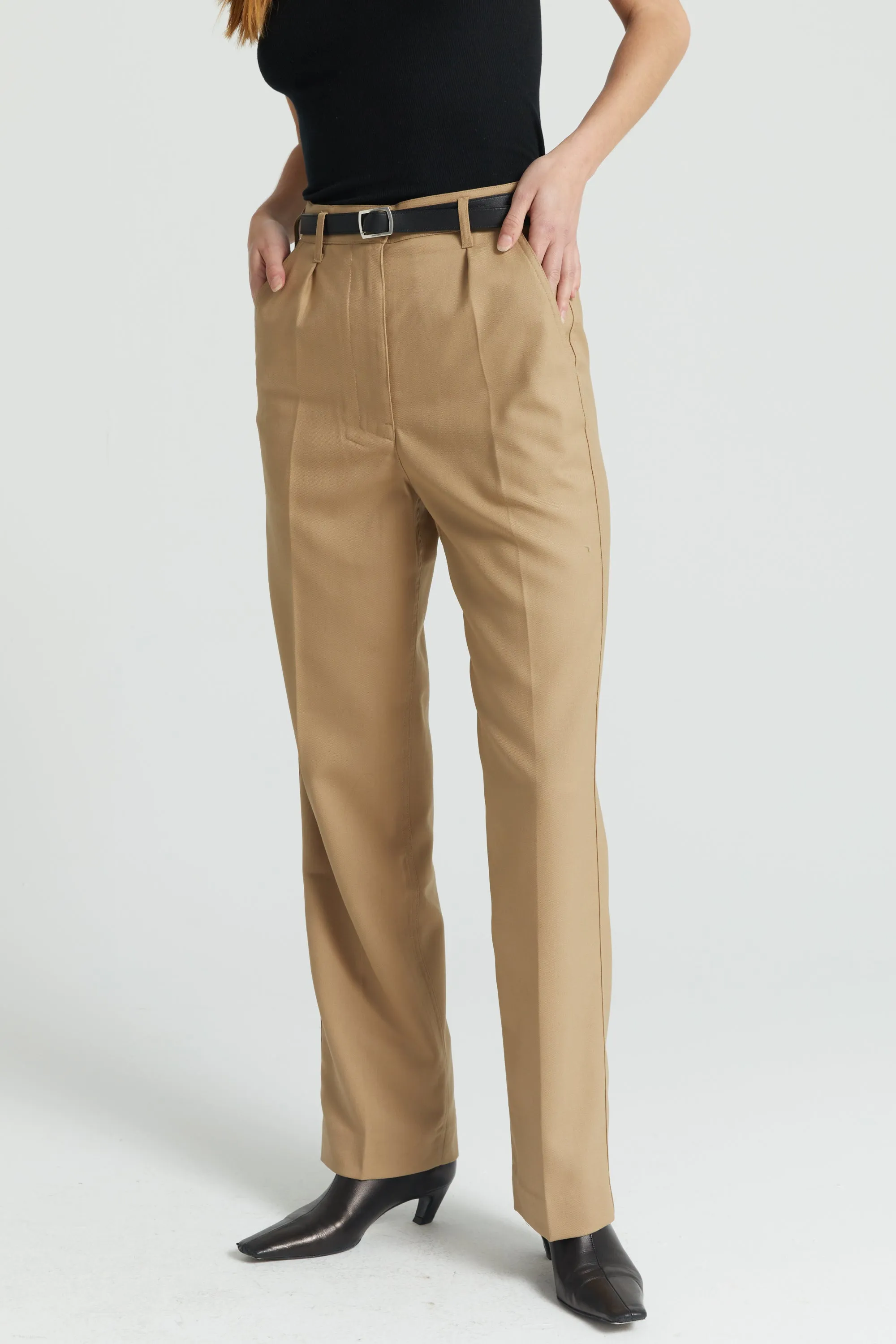 High Waisted Straight Leg Trousers