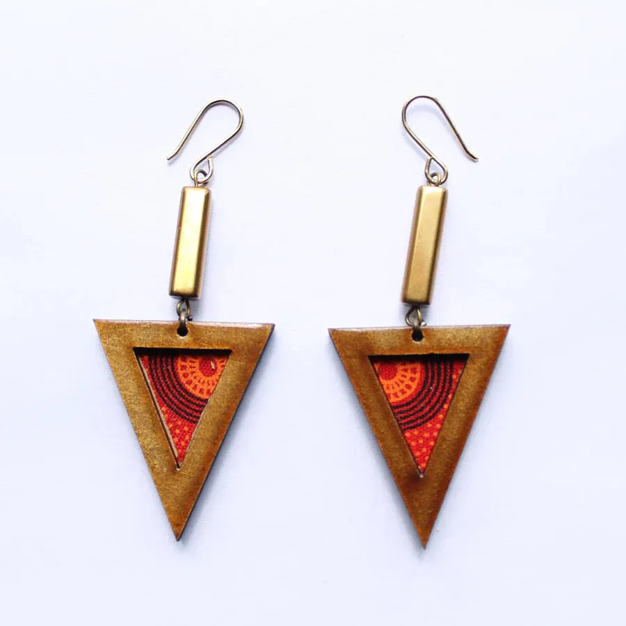 INKATURAH Arrow head African Print Earrings