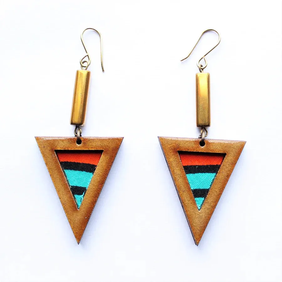 INKATURAH Arrow head African Print Earrings