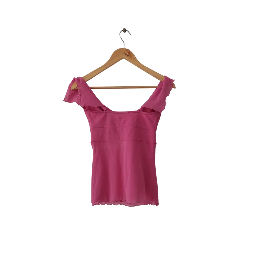 Jane Norman Pink Frill Sleeveless Blouse | Like New |