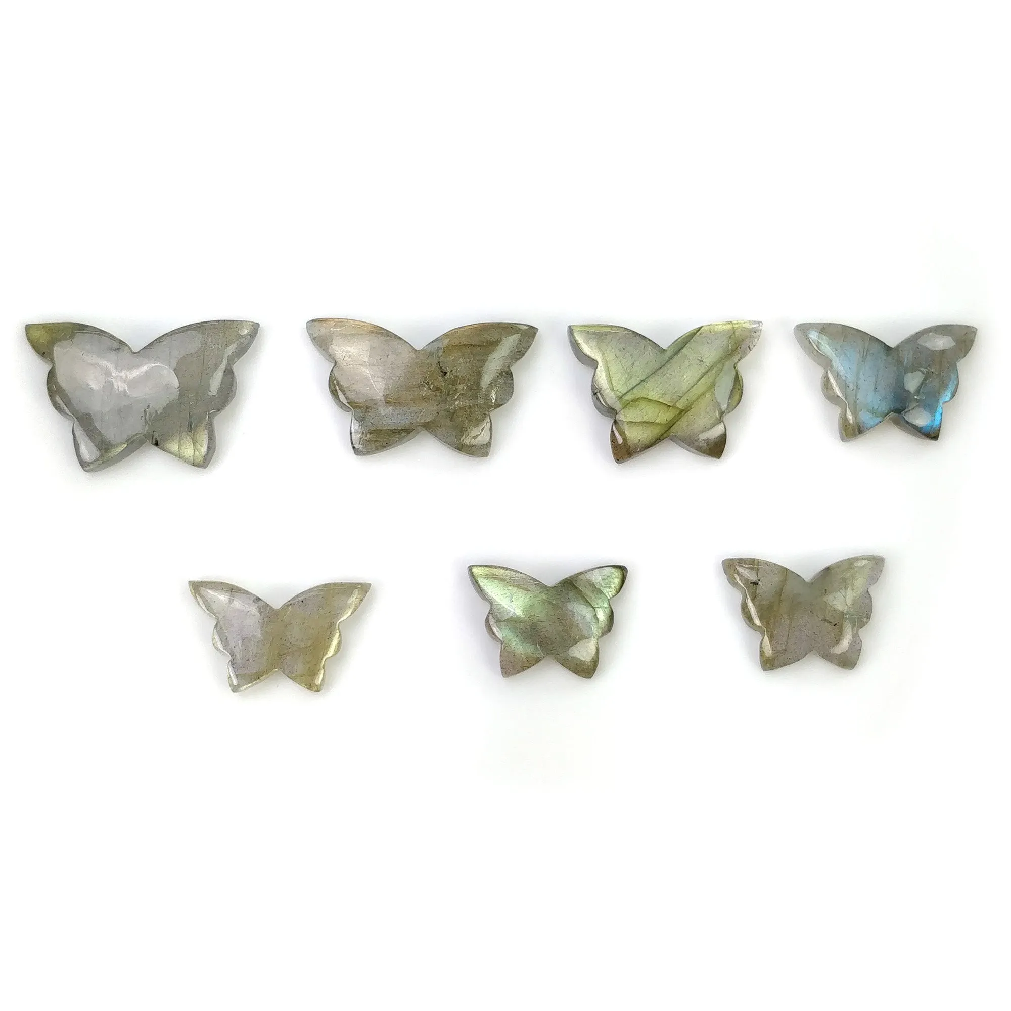 LABRADORITE Gemstone Carving : 34.00cts Natural Untreated Labradorite Gemstone Hand Carved Butterfly 12*10mm - 21*12mm 7pcs (With Video)