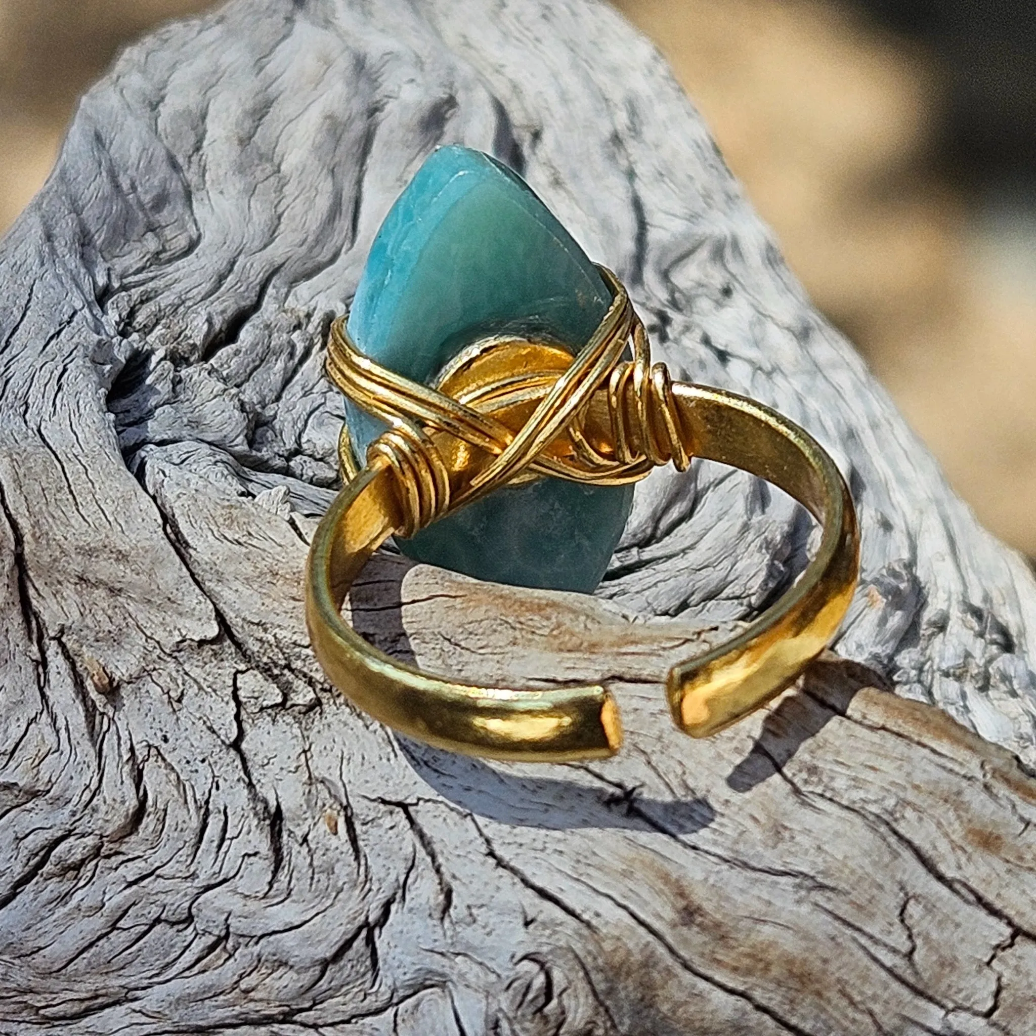 Larimar Tribal Aura Ring