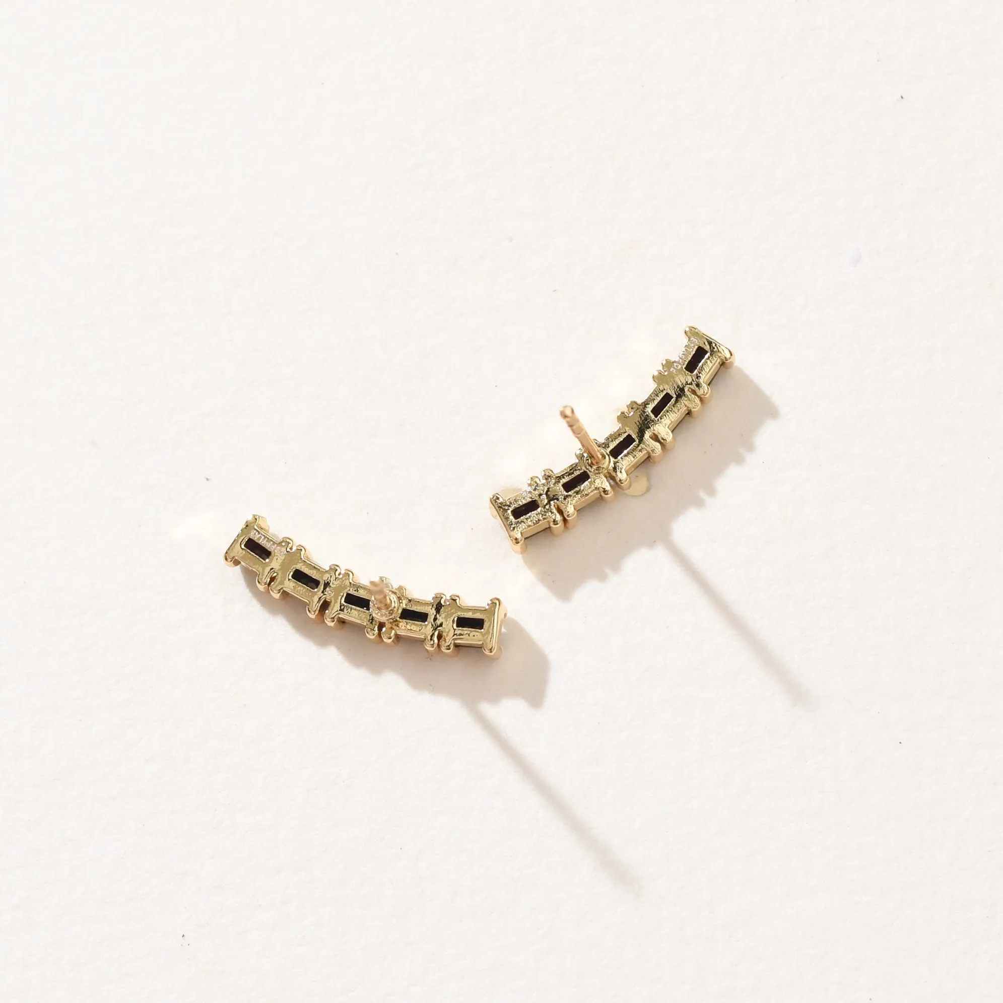 Leena Minimalist Stud | Black Gold