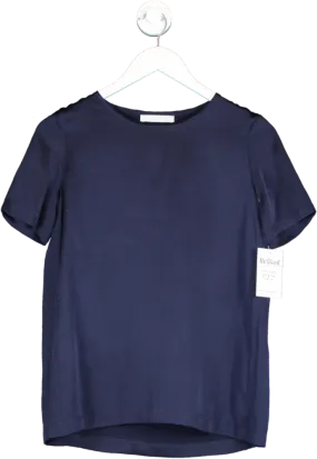 Marina Blue Silk T Shirt UK S