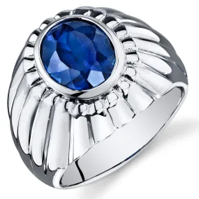 Mens 5.5 cts Sapphire Sterling Silver Ring Size 13