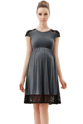 Momo Maternity Lace Insert Skater Dress