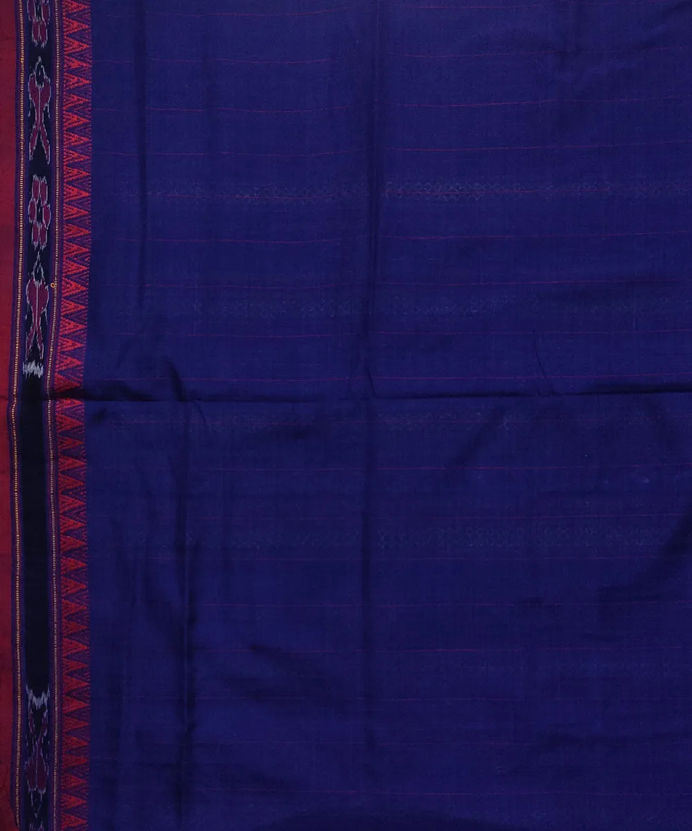 Navy blue red handloom cotton dongoria saree