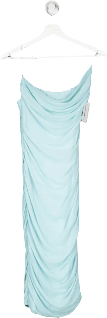 Oh Polly Blue Feel So Close Cowl Neck Ruched Midi Dress UK 12