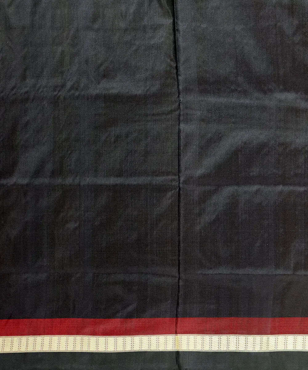 Olive green black silk handloom bomkai saree