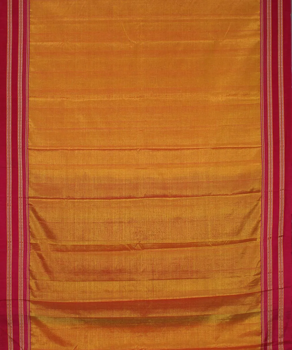 Orange pink gayatri border handwoven ilkal cotton art silk saree