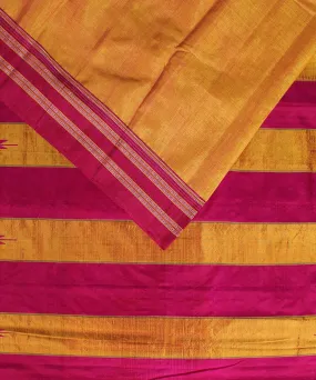 Orange pink gayatri border handwoven ilkal cotton art silk saree