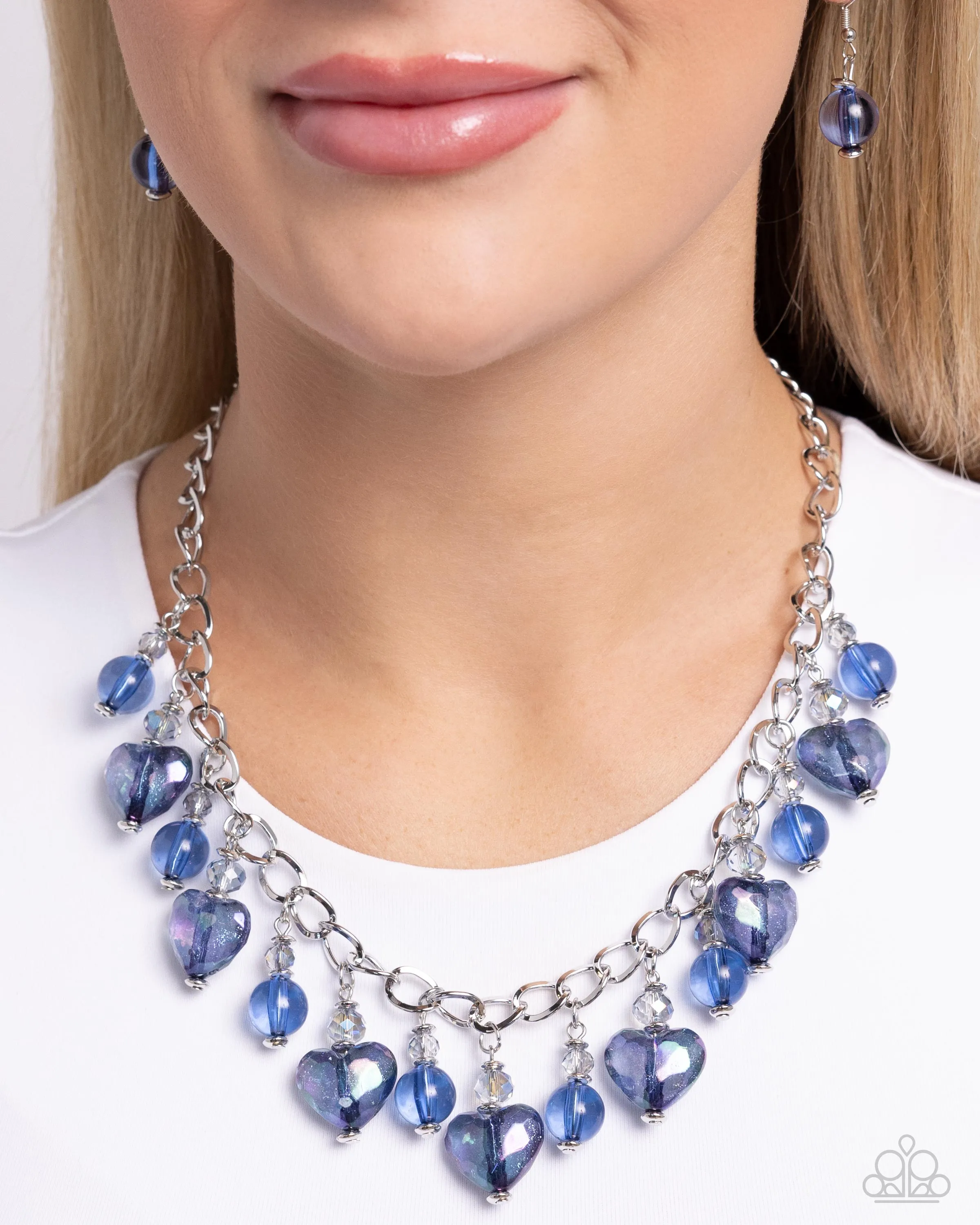 Paparazzi The Best HEART Blue Necklace & Earring Set