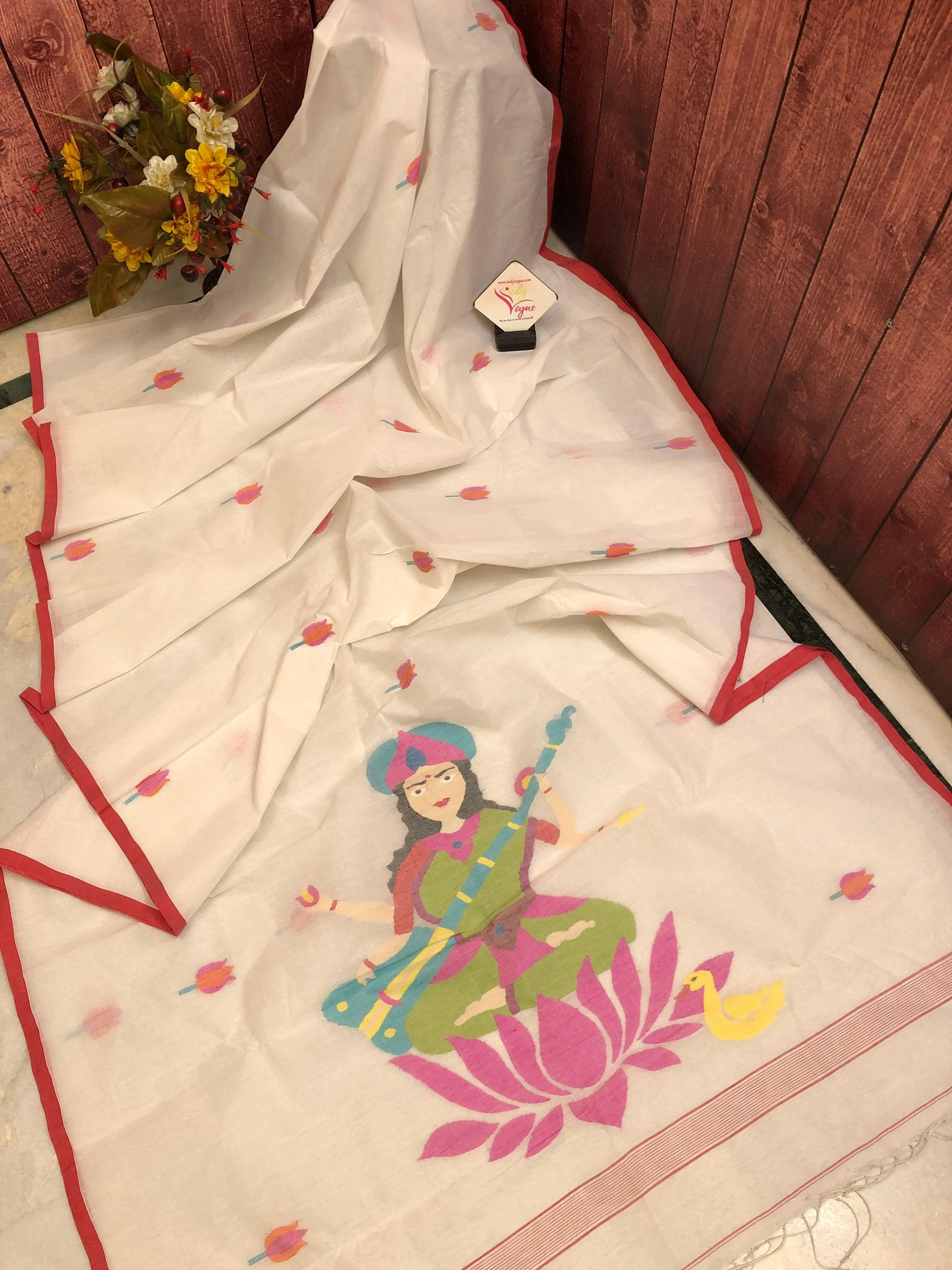 Paper White Color Cotton Handloom Jamdani Saree