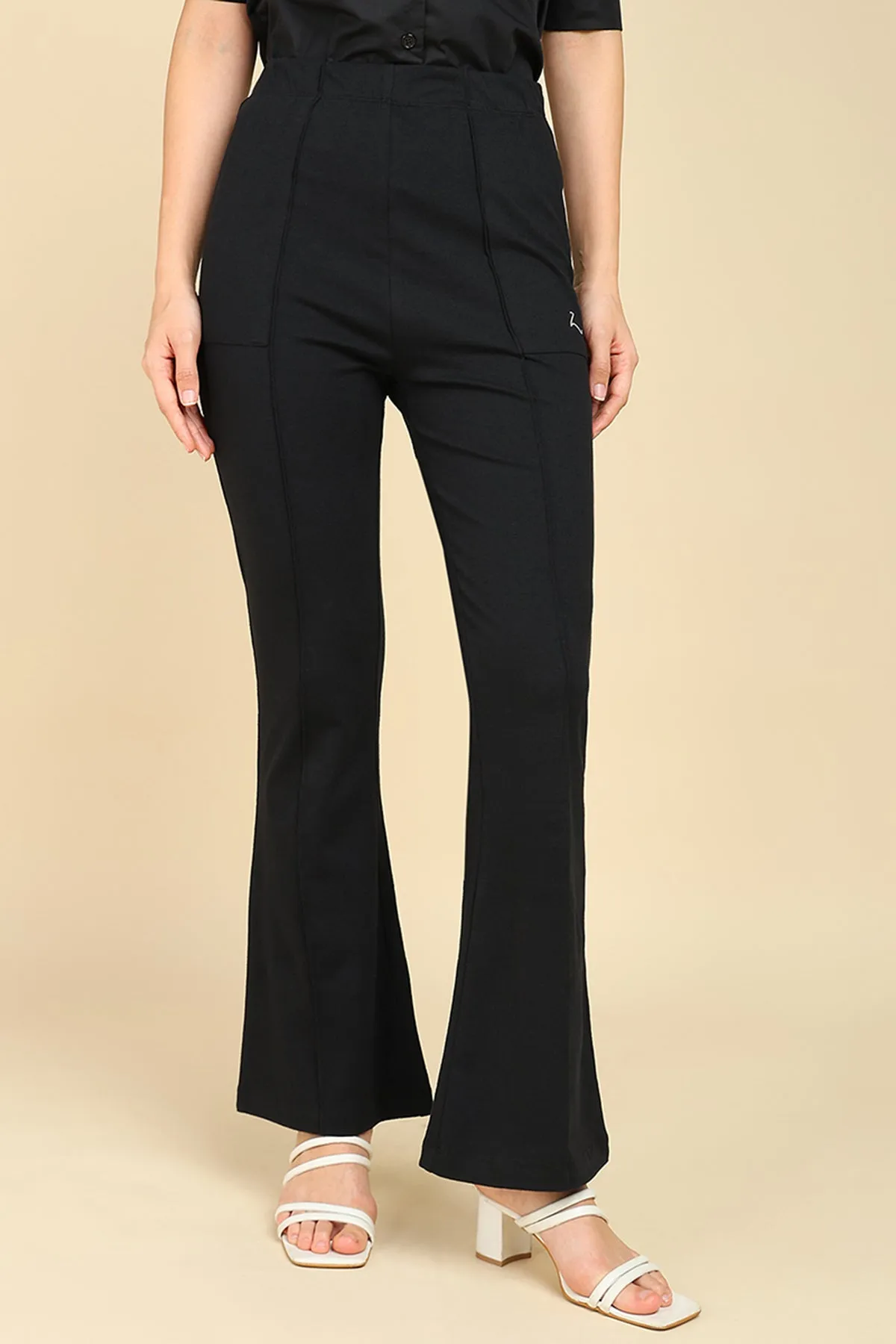 Pleated Cotton Black Maternity Pants (Pregnancy & Postpartum)