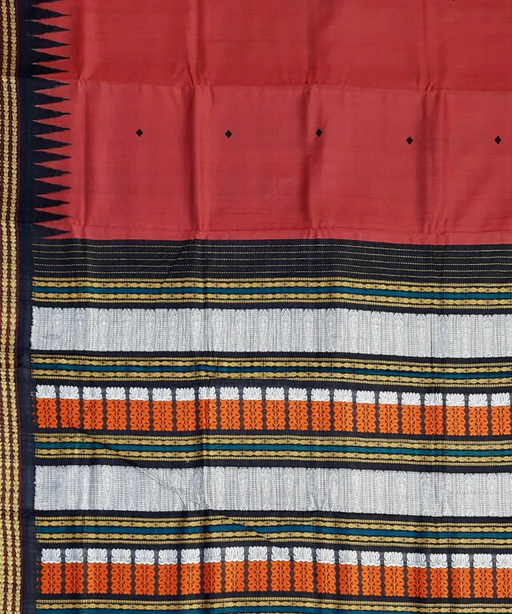 Red black tussar silk handloom gopalpur saree