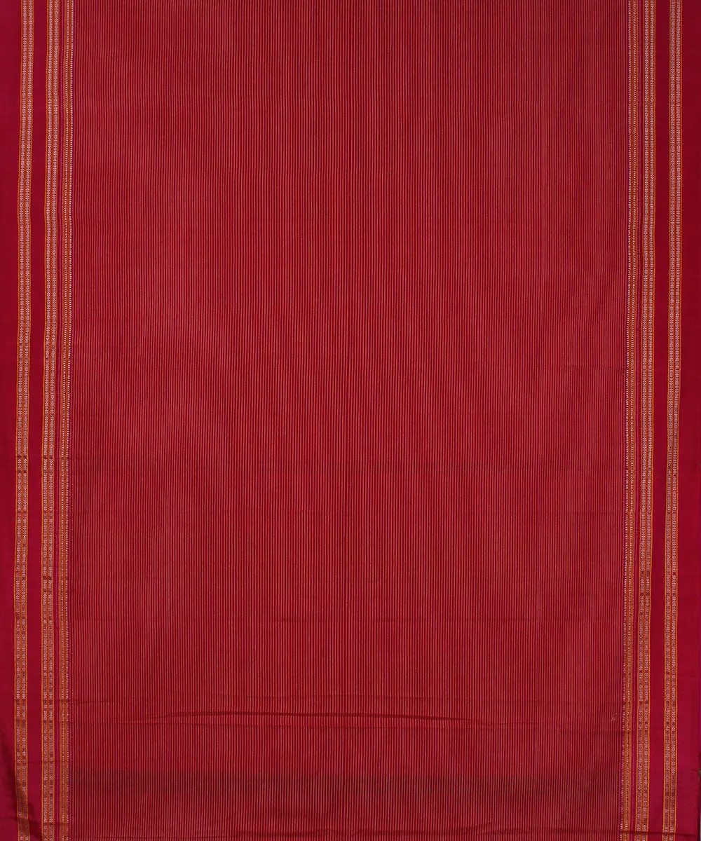 Red stripes pink gayatri border handwoven ilkal cotton silk saree