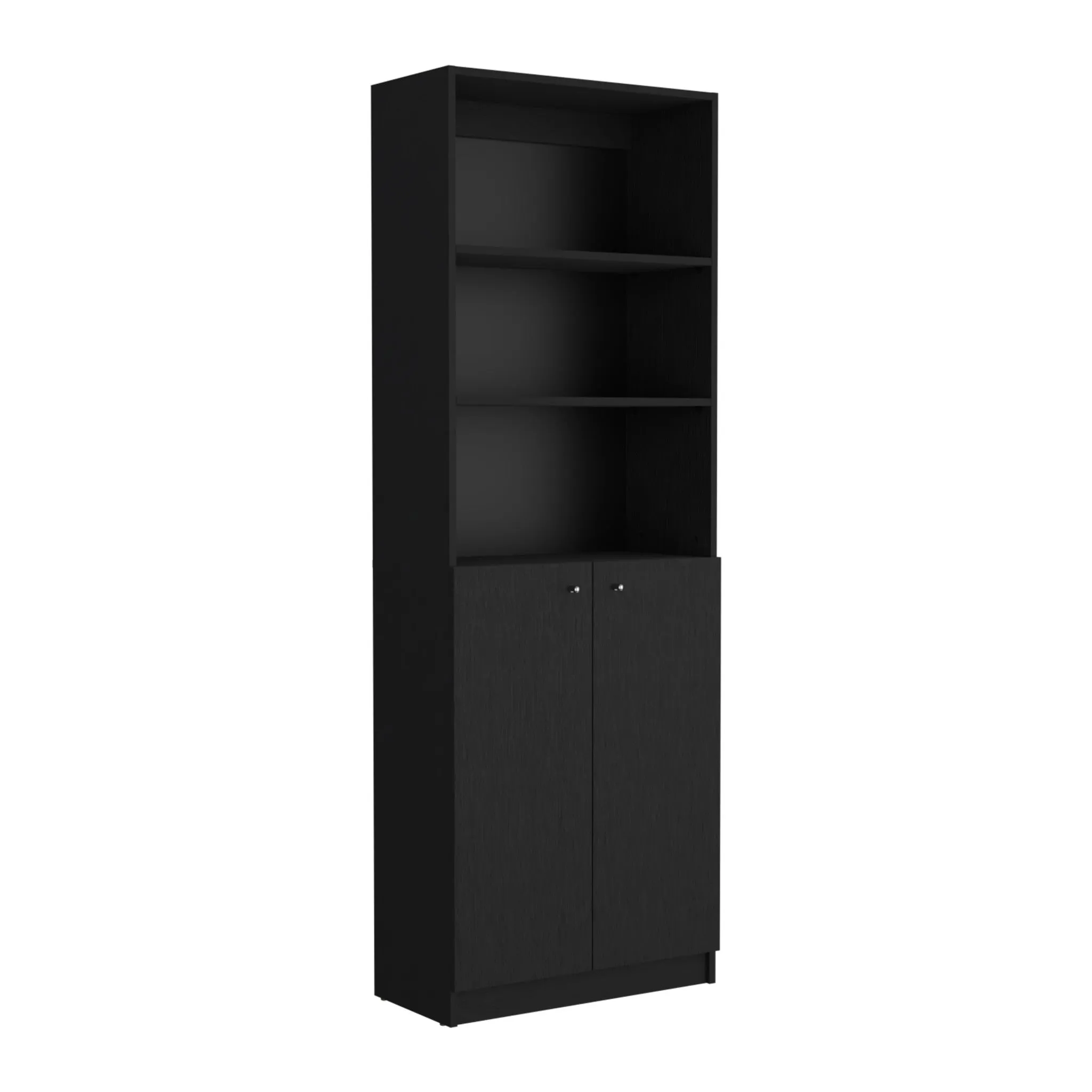 Set of Two 71 Black Bookcase With Two Doors