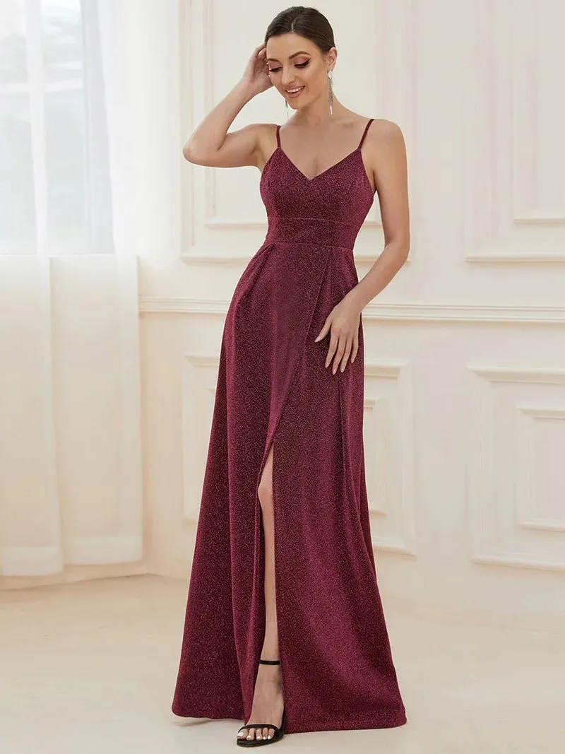 Spaghetti Straps Evening Dresses With Pleated Decoration