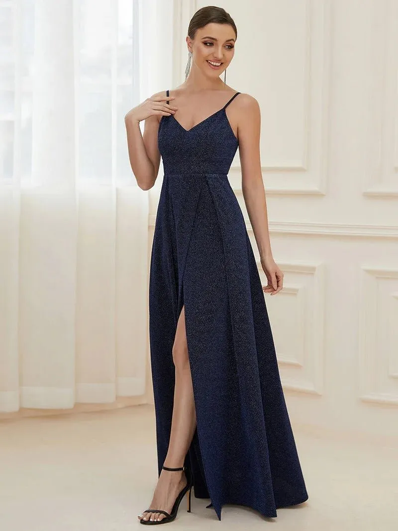 Spaghetti Straps Evening Dresses With Pleated Decoration