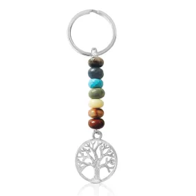 Tree of Life Chakra Keychain with Healing Gemstones to Release Emotional Baggage