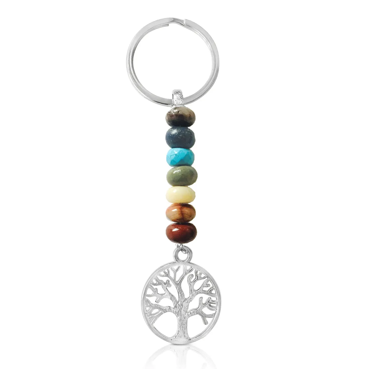 Tree of Life Chakra Keychain with Healing Gemstones to Release Emotional Baggage