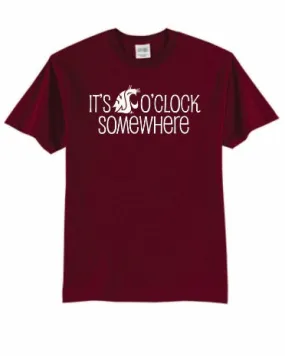 Unisex It's Coug O'Clock Somewhere Crimson Tee