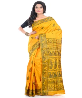 Yellow handwoven baluchari silk saree