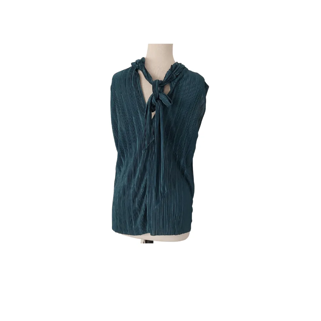 ZARA Forest Green Pleated Halterneck Top | Like New |